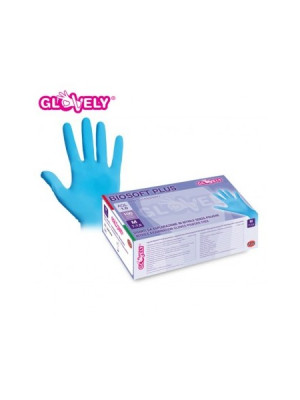 Biosoft plus nitrile glove, light blue colour, powder free, finger texturisation