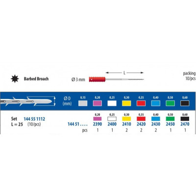 Set Barbed Broach L25 - sterile