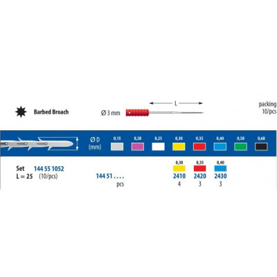Set Barbed Broach L25 - sterile