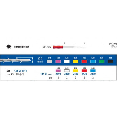 Set Barbed Broach L25 - sterile